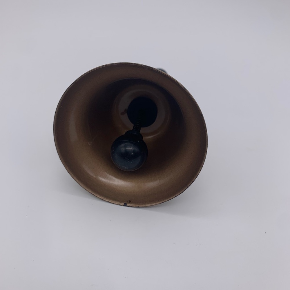 Vtg. “RING FOR DINNER” Bronze Desk Or Counter Bell With Spring Clapper - Picture 3 of 9